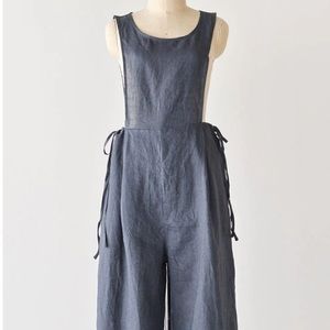 Adored Vintage Petite Ecole Linen Jumpsuit
